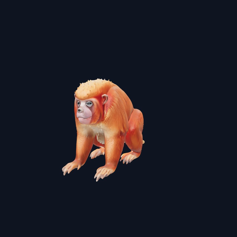 Uakari Monkey 3D Model with Vivid Red Face
